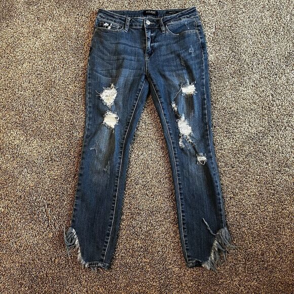 Judy Blue Denim - Judy Blue Jeans Womens Size 9 29 Blue JB8821 Skinny distressed Raw hem